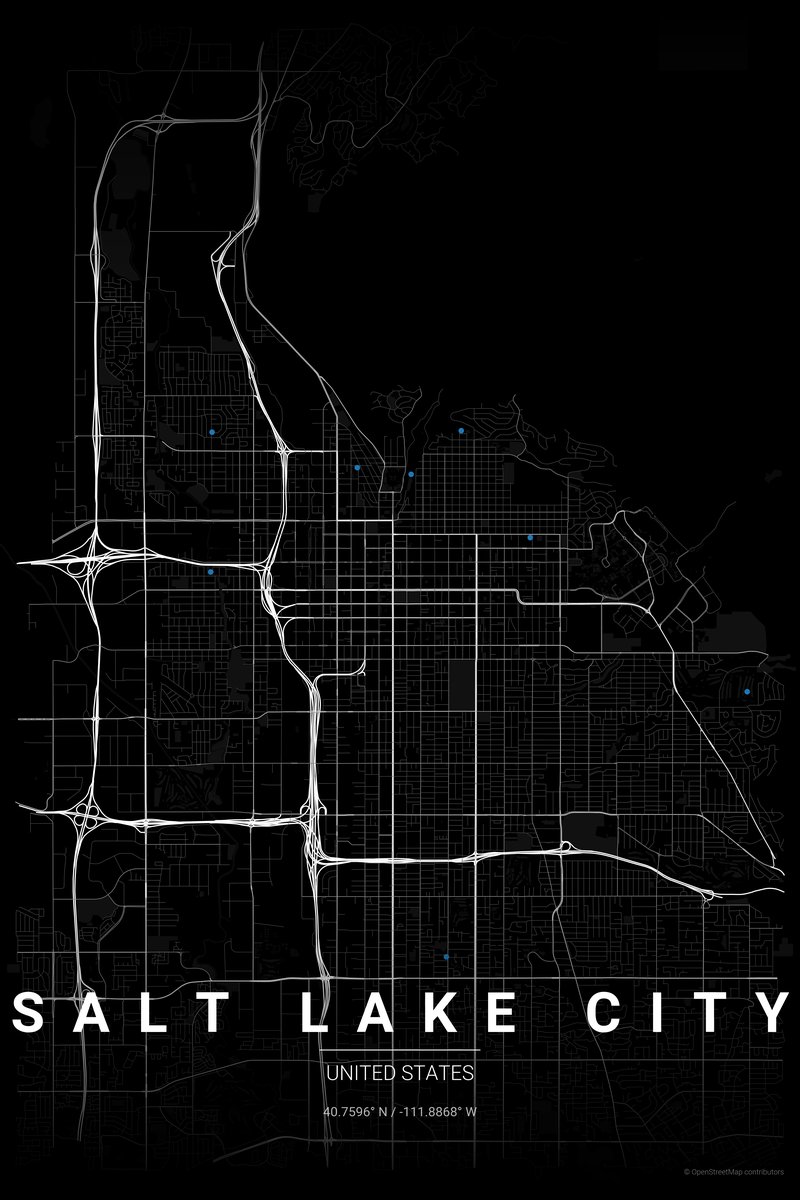 Salt Lake City Noir map poster — print
