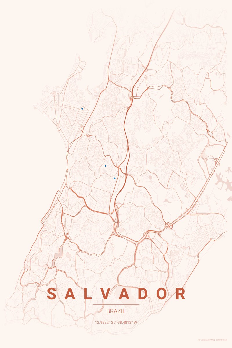 Salvador Sunset map poster — print