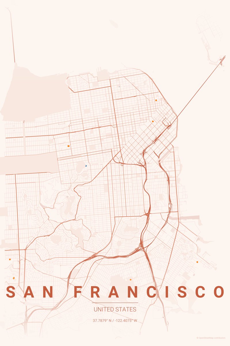San Francisco Sunset map poster — print