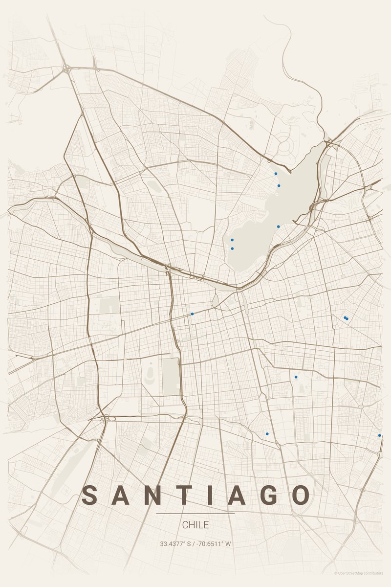 Santiago Linen map poster — print