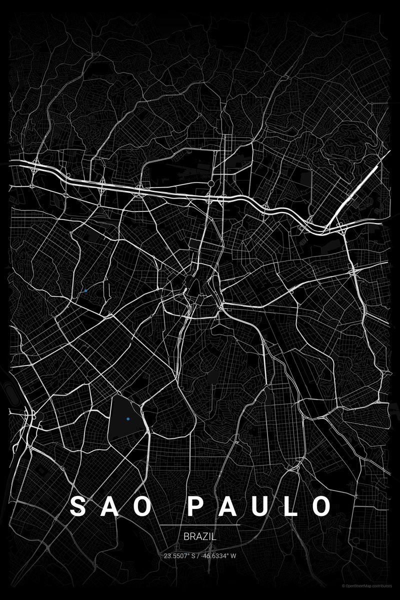 Sao Paulo Noir map poster — print