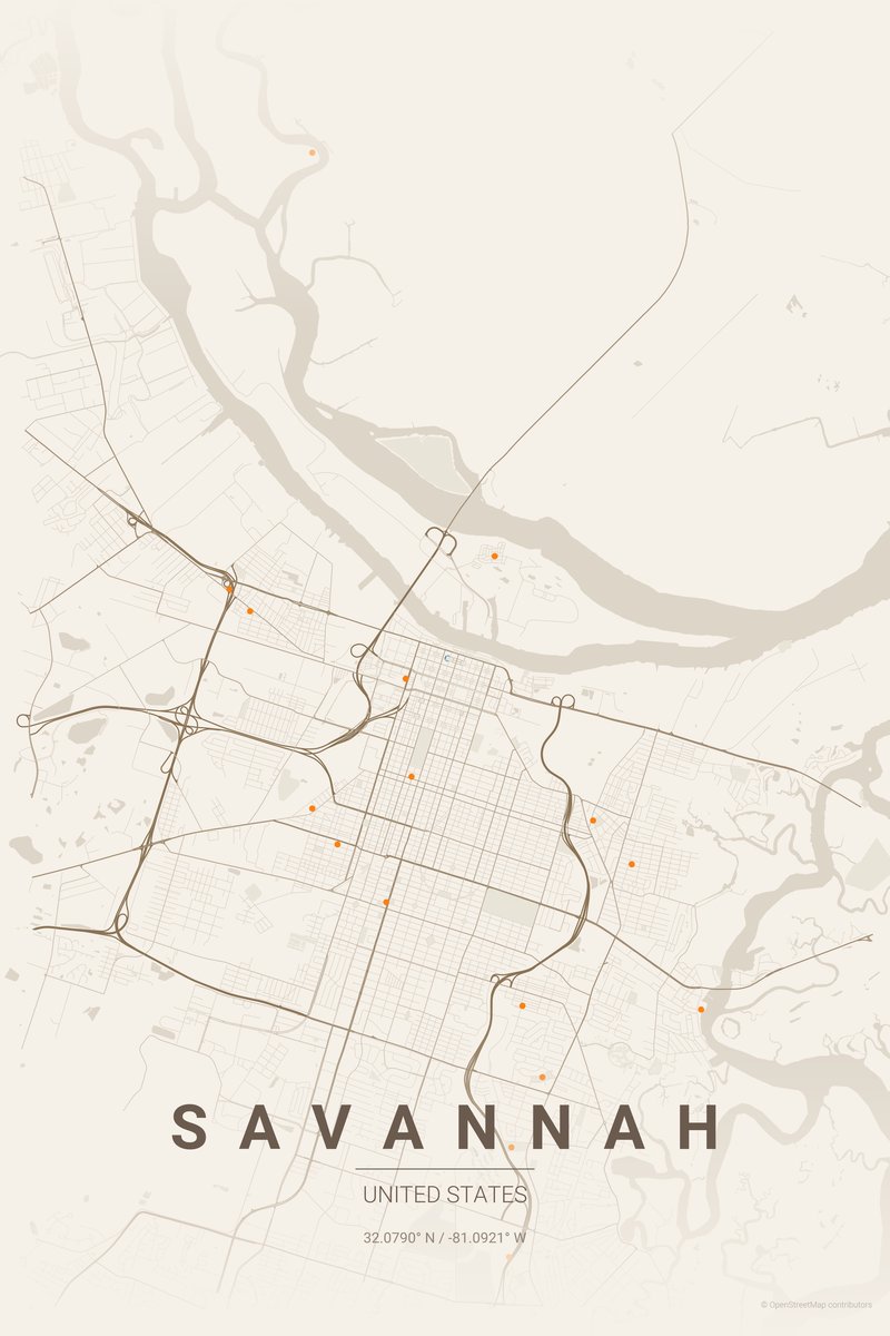 Savannah Linen map poster — print
