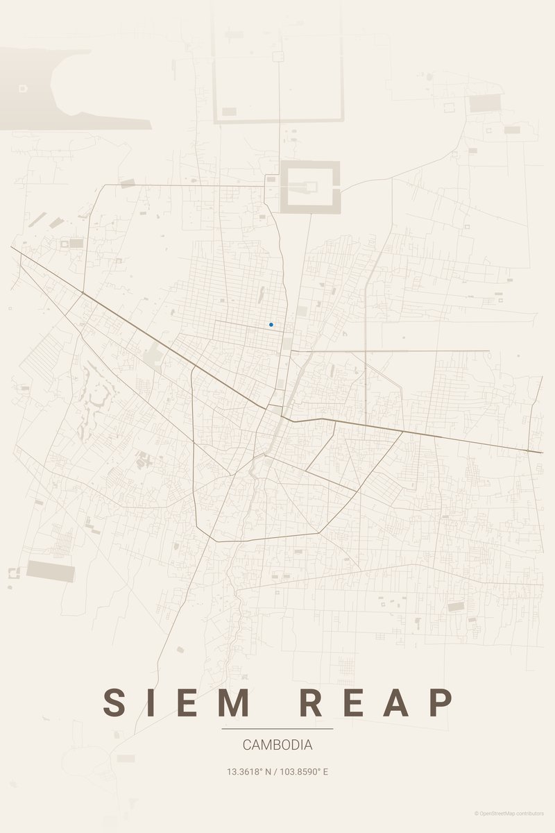 Siem Reap Linen map poster — print