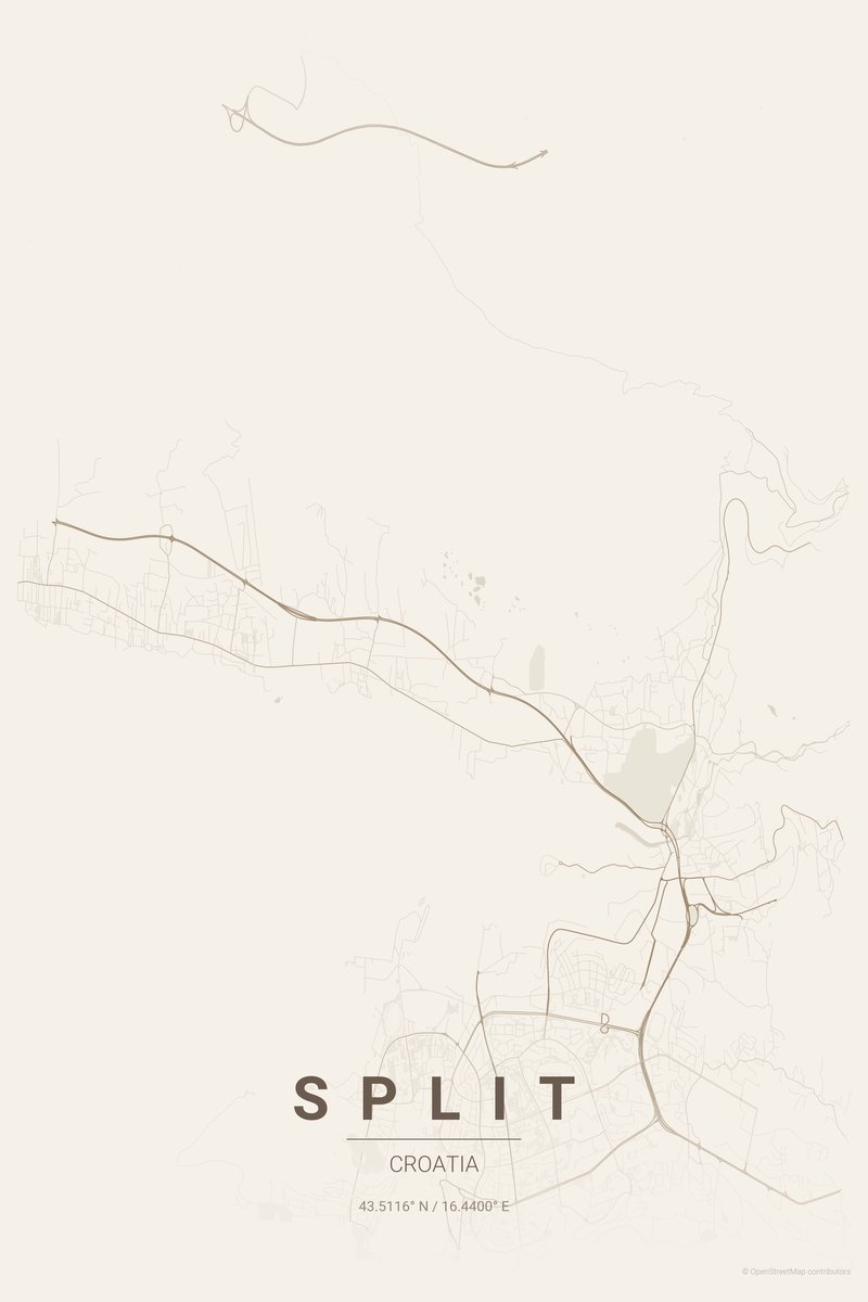 Split Linen map poster — print