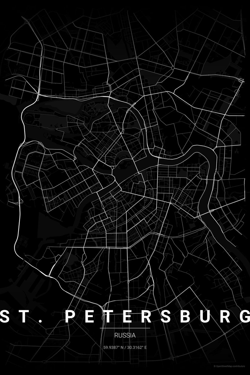 St. Petersburg Noir map poster — print