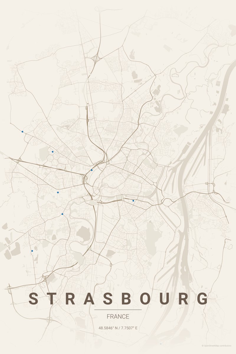 Strasbourg Linen map poster — print