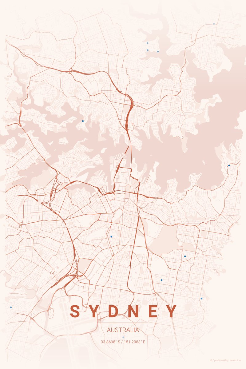Sydney Sunset map poster — print