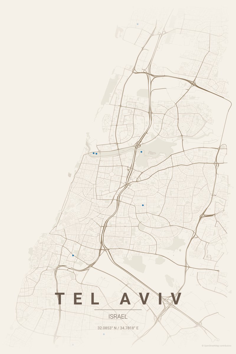 Tel Aviv Linen map poster — print