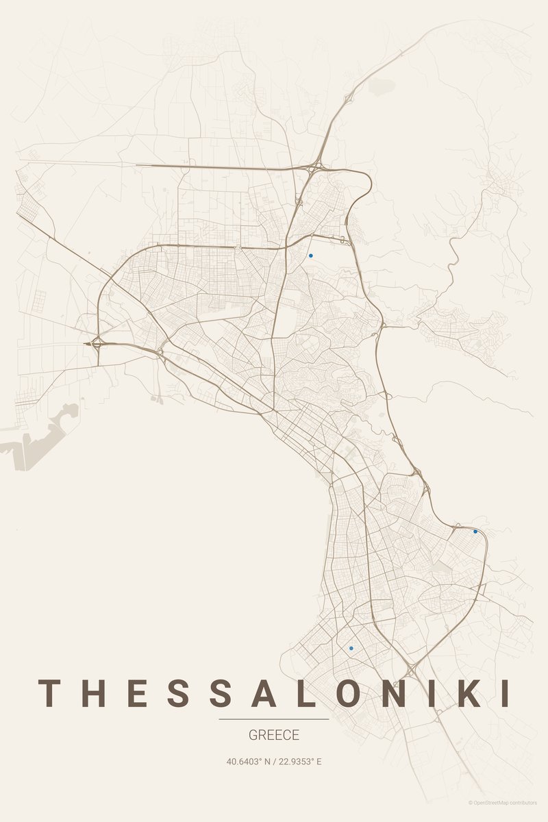 Thessaloniki Linen map poster — print