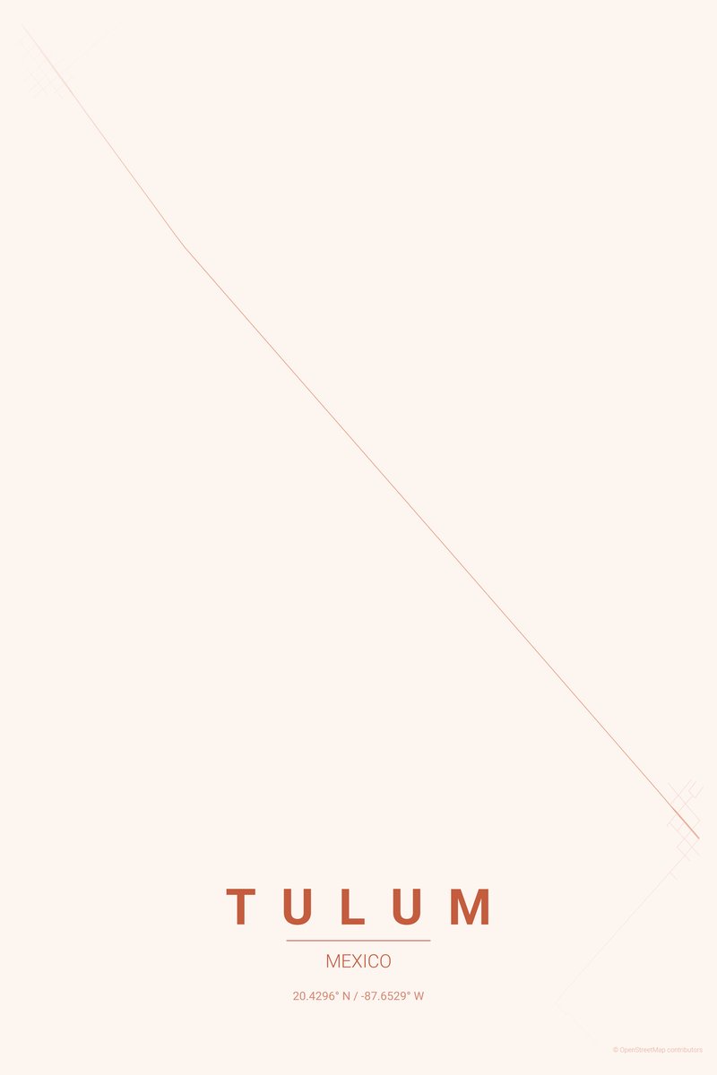 Tulum Sunset map poster — print