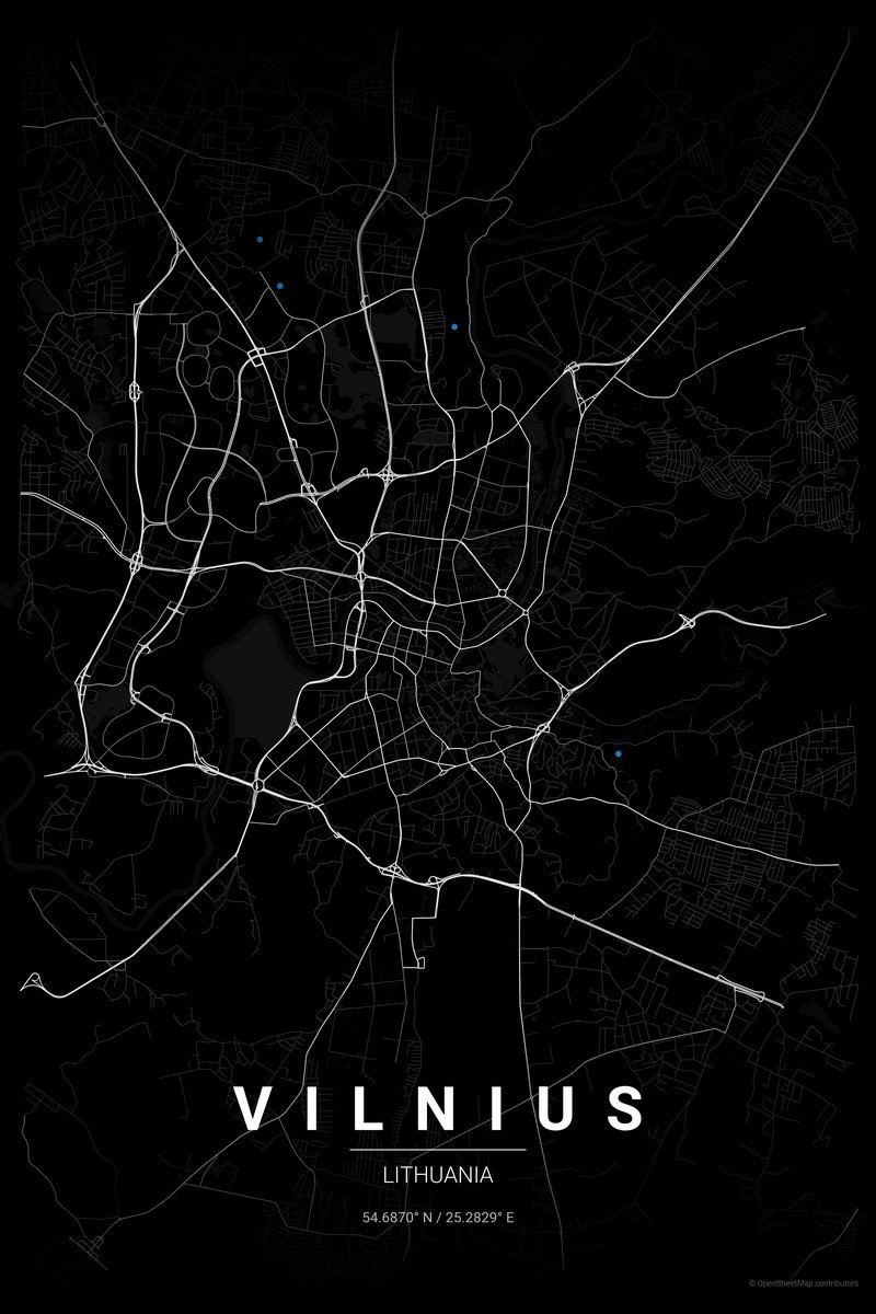 Vilnius Noir map poster — print