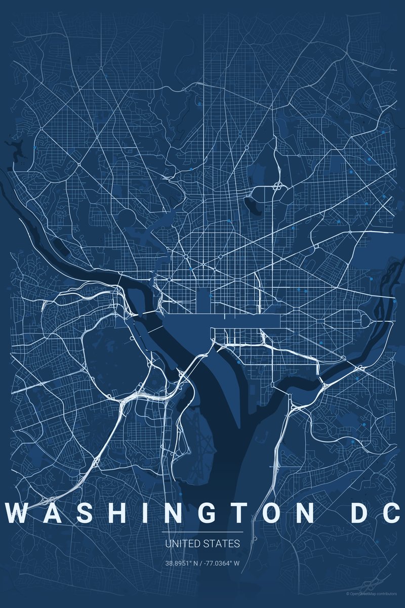 Washington DC Blueprint map poster — print