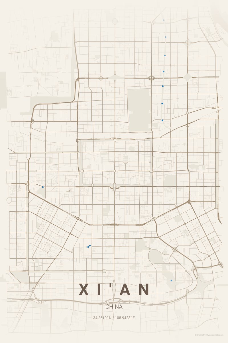Xi'an Linen map poster — print