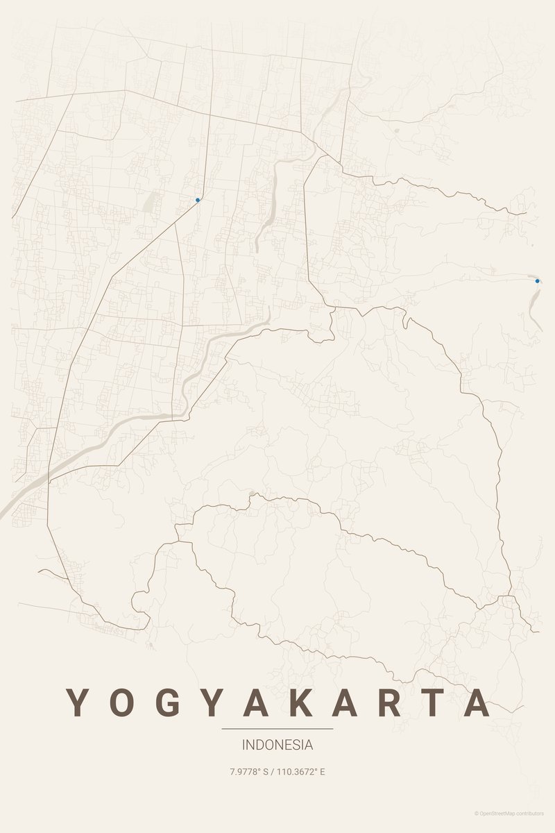 Yogyakarta Linen map poster — print