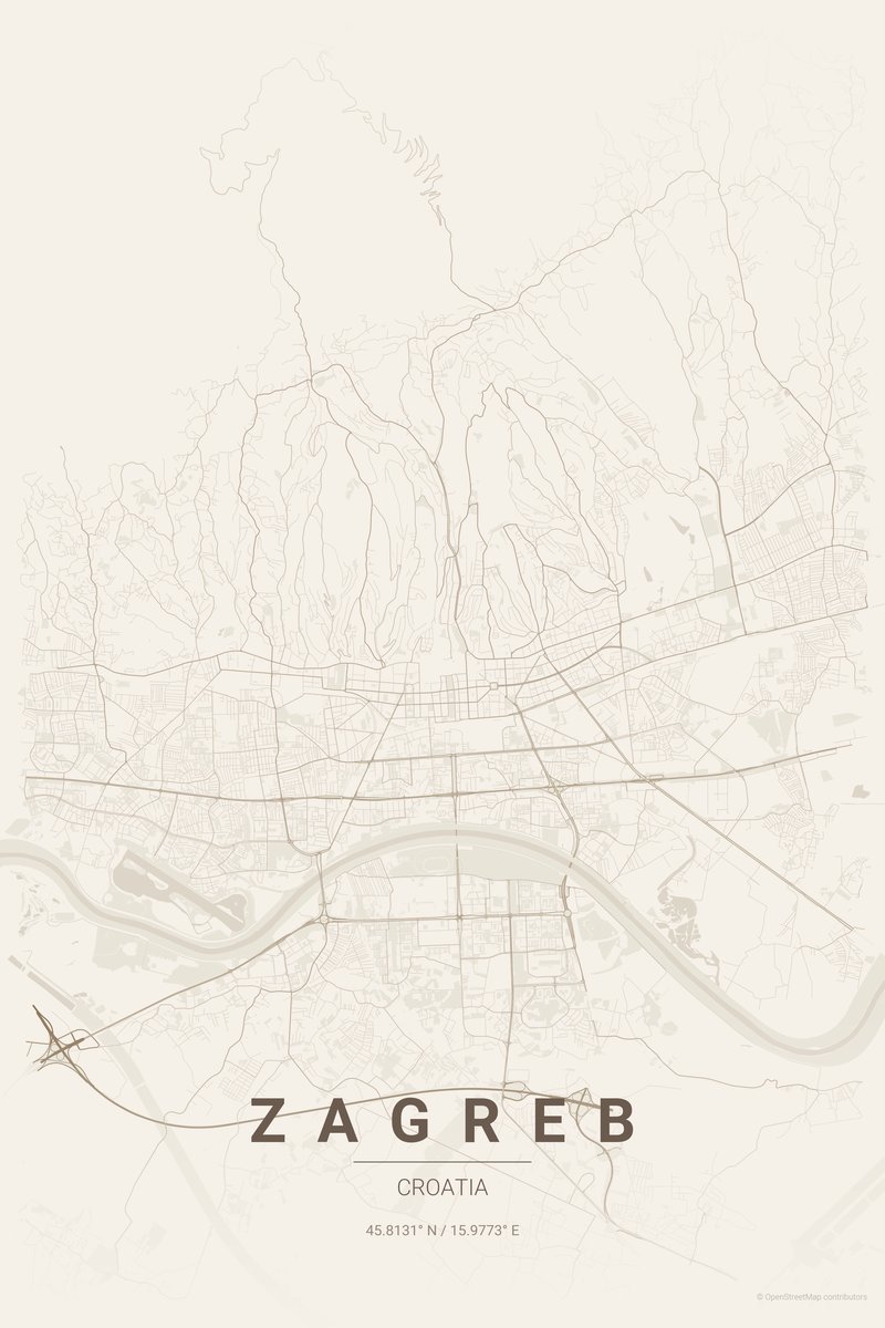 Zagreb Linen map poster — print