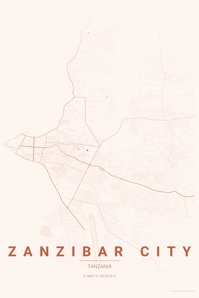 Zanzibar City Sunset map poster — print
